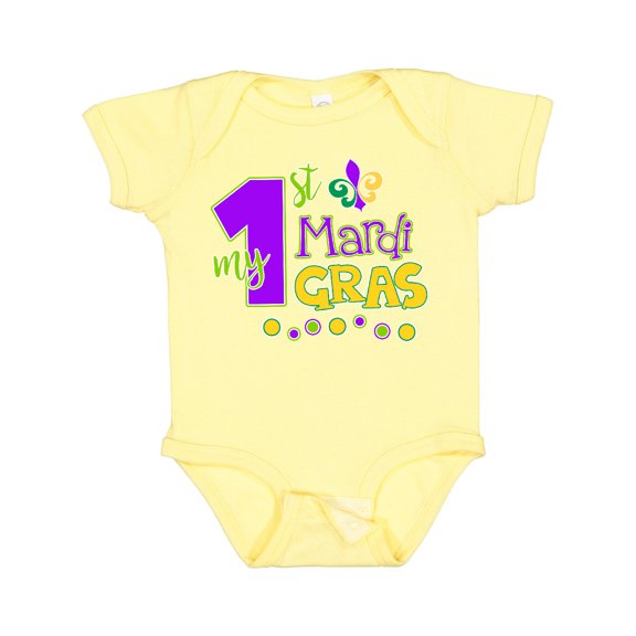 Inktastic My 1st Mardi Gras with Dots Boys or Girls Baby Bodysuit