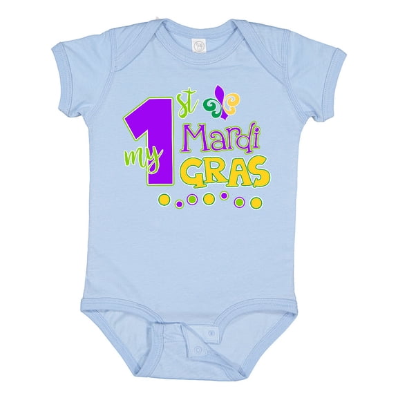 Inktastic My 1st Mardi Gras with Dots Boys or Girls Baby Bodysuit
