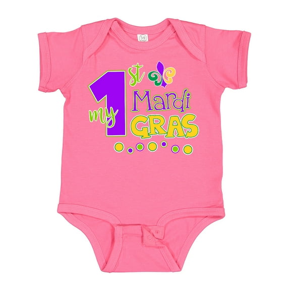 Inktastic My 1st Mardi Gras with Dots Boys or Girls Baby Bodysuit