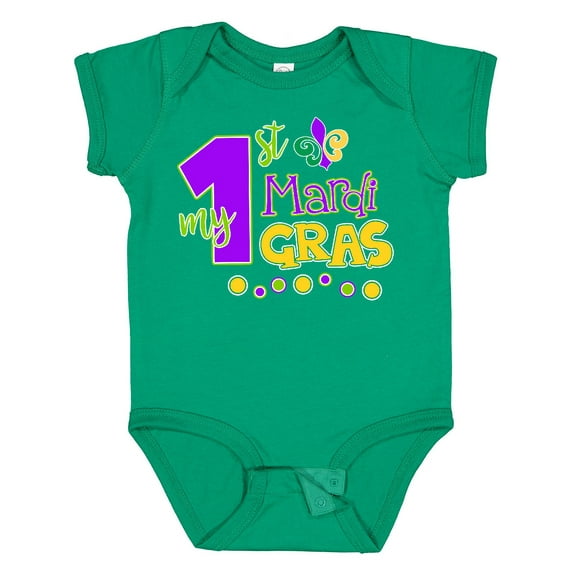Inktastic My 1st Mardi Gras with Dots Boys or Girls Baby Bodysuit