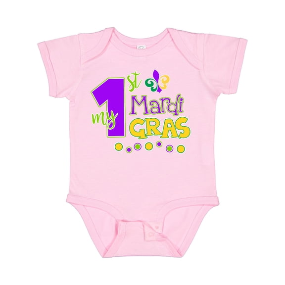 Inktastic My 1st Mardi Gras with Dots Boys or Girls Baby Bodysuit