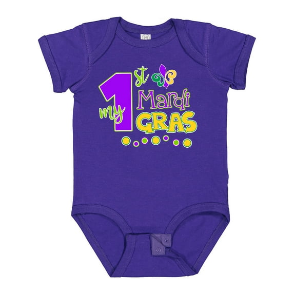 Inktastic My 1st Mardi Gras with Dots Boys or Girls Baby Bodysuit