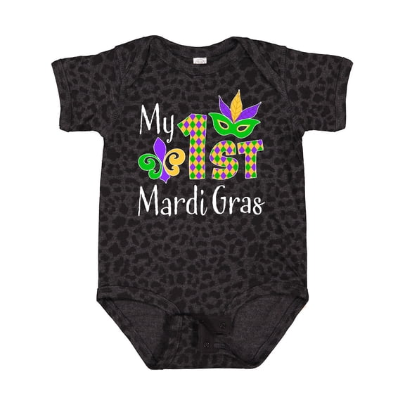 Inktastic My 1st Mardi Gras with Mask Boys or Girls Baby Bodysuit