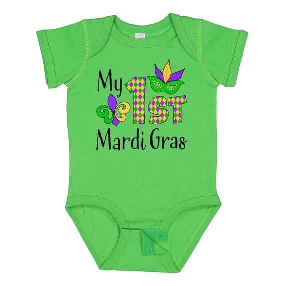 Inktastic My 1st Mardi Gras with Mask Boys or Girls Baby Bodysuit