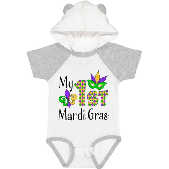 Inktastic My 1st Mardi Gras with Mask Boys or Girls Baby Bodysuit
