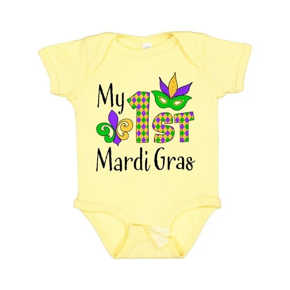 Inktastic My 1st Mardi Gras with Mask Boys or Girls Baby Bodysuit