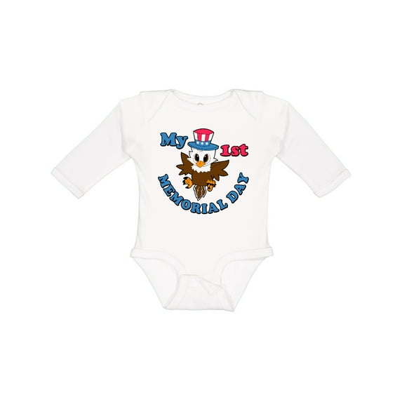 Inktastic My 1st Memorial Day with Baby Eagle Wearing Patriotic Hat Boys or Girls Long Sleeve Baby Bodysuit