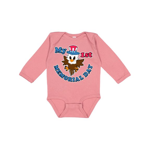 Inktastic My 1st Memorial Day with Baby Eagle Wearing Patriotic Hat Boys or Girls Long Sleeve Baby Bodysuit