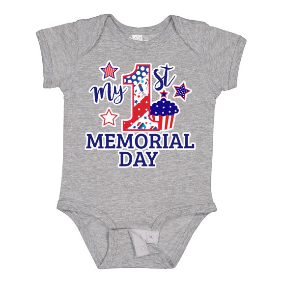 Inktastic My 1st Memorial Day with Cupcake and Stars Boys or Girls Baby Bodysuit