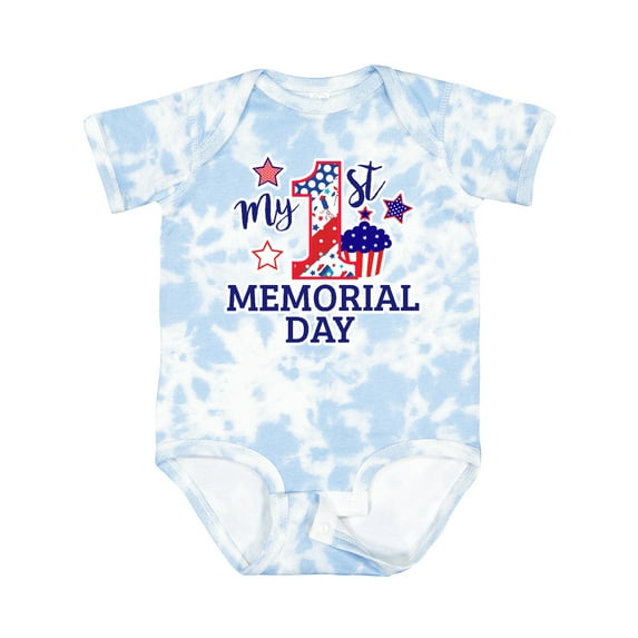 Inktastic My 1st Memorial Day with Cupcake and Stars Boys or Girls Baby Bodysuit