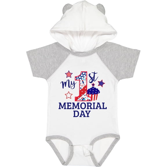 Inktastic My 1st Memorial Day with Cupcake and Stars Boys or Girls Baby Bodysuit