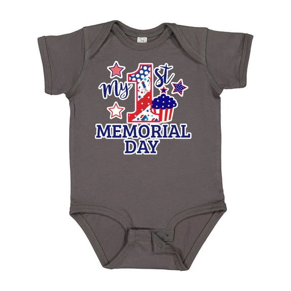 Inktastic My 1st Memorial Day with Cupcake and Stars Boys or Girls Baby Bodysuit