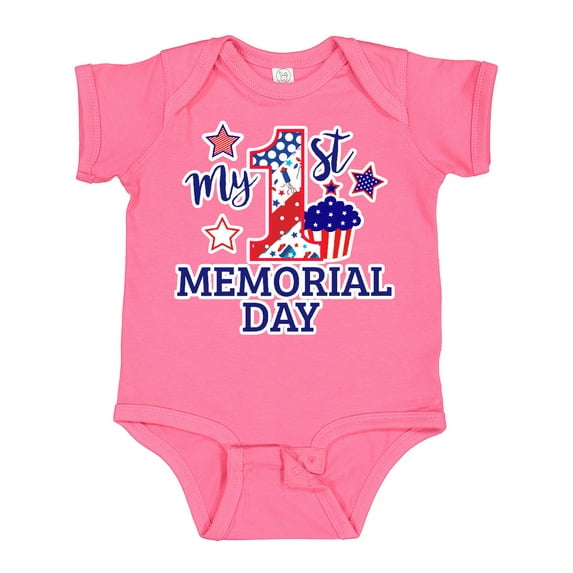 Inktastic My 1st Memorial Day with Cupcake and Stars Boys or Girls Baby Bodysuit
