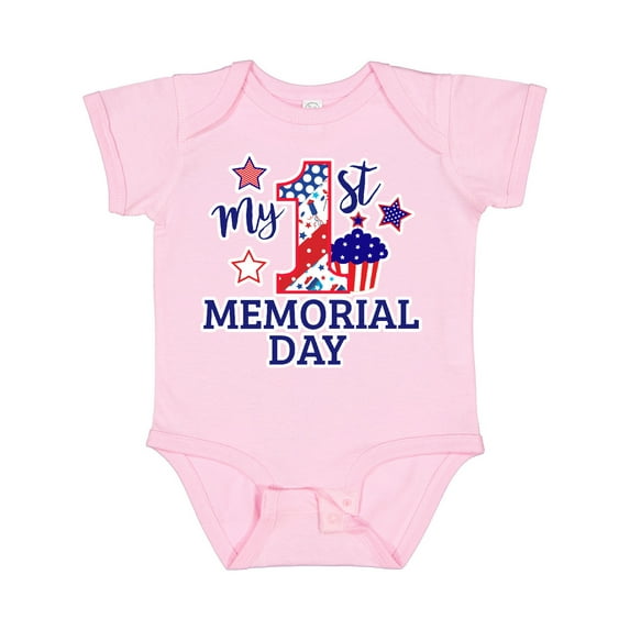 Inktastic My 1st Memorial Day with Cupcake and Stars Boys or Girls Baby Bodysuit