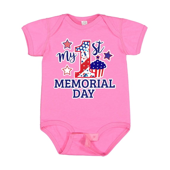 Inktastic My 1st Memorial Day with Cupcake and Stars Boys or Girls Baby Bodysuit