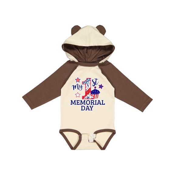 Inktastic My 1st Memorial Day with Cupcake and Stars Boys or Girls Long Sleeve Baby Bodysuit