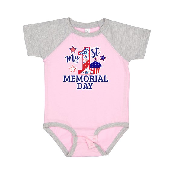 Inktastic My 1st Memorial Day with Cupcake and Stars Gift Baby Boy or Baby Girl Bodysuit