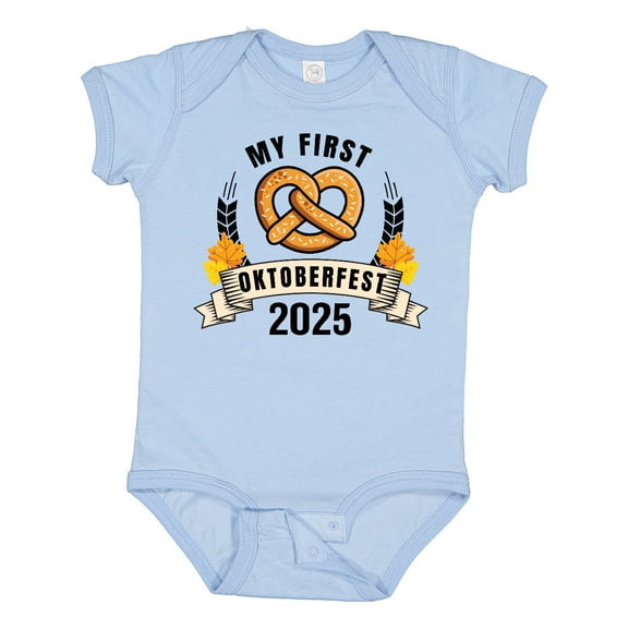 Inktastic My 1st Oktoberfest 2025 with Pretzel and Banner Boys or Girls Baby Bodysuit