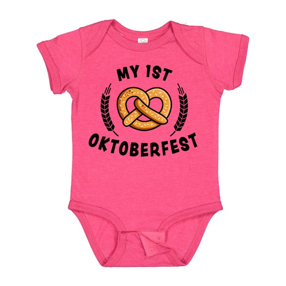 Inktastic My 1st Oktoberfest with Pretzel and Laurels Boys or Girls Baby Bodysuit