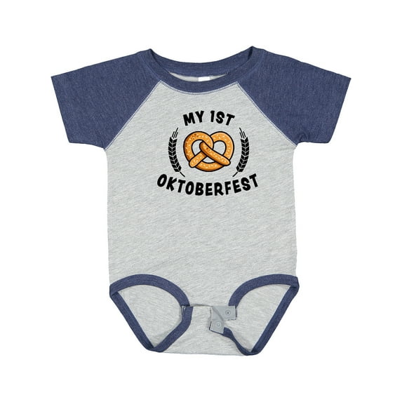 Inktastic My 1st Oktoberfest with Pretzel and Laurels Boys or Girls Baby Bodysuit