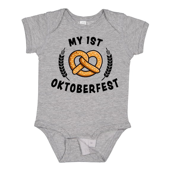 Inktastic My 1st Oktoberfest with Pretzel and Laurels Boys or Girls Baby Bodysuit