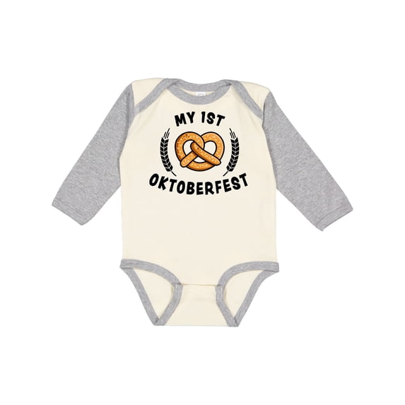 Inktastic My 1st Oktoberfest with Pretzel and Laurels Boys or Girls Long Sleeve Baby Bodysuit