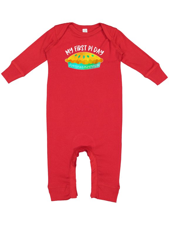 My 1st Pi Day Blue Green Pie Pan Pun Baby Romper Coveralls
