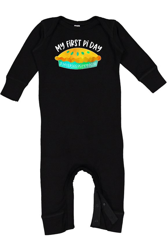 My 1st Pi Day Blue Green Pie Pan Pun Baby Romper Coveralls