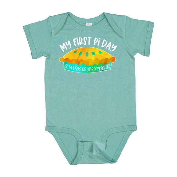 Inktastic My 1st Pi Day Blue Green Pie Pan Pun Boys or Girls Baby Bodysuit