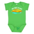 thumbnail image 1 of Inktastic My 1st Pi Day Blue Green Pie Pan Pun Boys or Girls Baby Bodysuit, 1 of 5