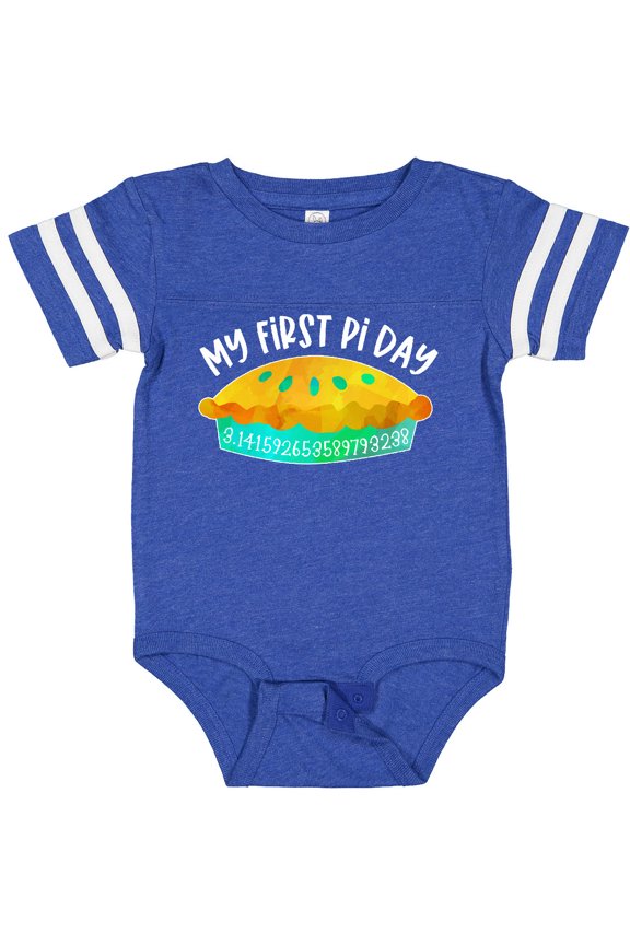 My 1st Pi Day Blue Green Pie Pan Pun Boys or Girls Baby Bodysuit
