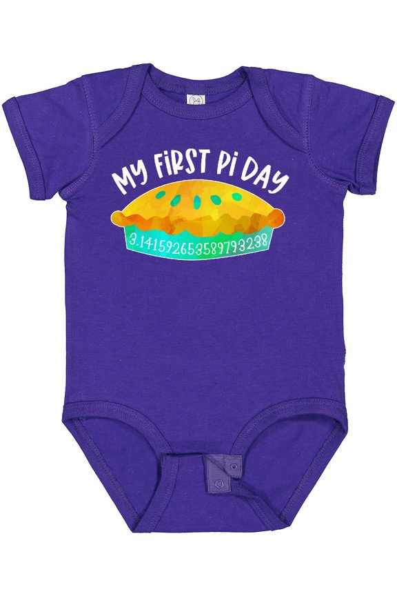 My 1st Pi Day Blue Green Pie Pan Pun Boys or Girls Baby Bodysuit