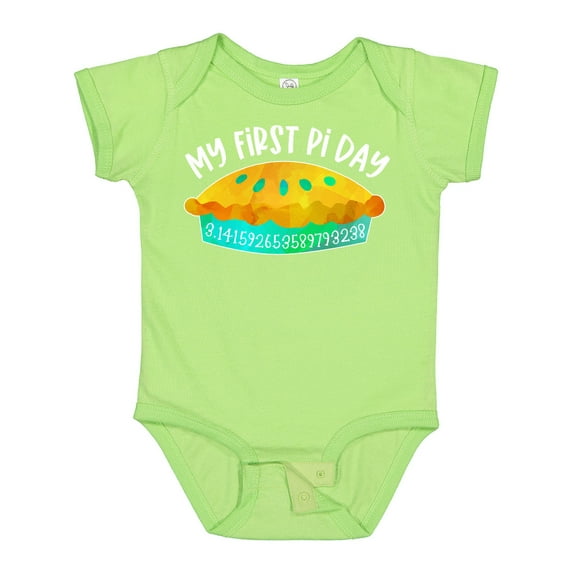Inktastic My 1st Pi Day Blue Green Pie Pan Pun Boys or Girls Baby Bodysuit