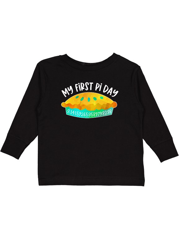 My 1st Pi Day Blue Green Pie Pan Pun Boys or Girls Long Sleeve Toddler T-Shirt