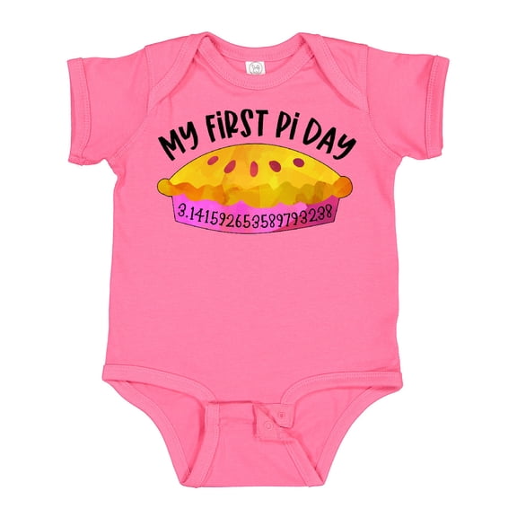 Inktastic My 1st Pi Day Pink Pie Pan Pun Boys or Girls Baby Bodysuit