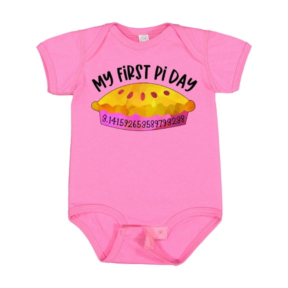 Inktastic My 1st Pi Day Pink Pie Pan Pun Boys or Girls Baby Bodysuit