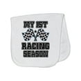 thumbnail image 1 of Inktastic My 1st Racing Season Checkered Flags Baby Burp Cloth, 1 of 3