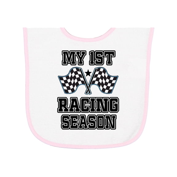 Inktastic My 1st Racing Season Checkered Flags Baby Terry Cloth Bib