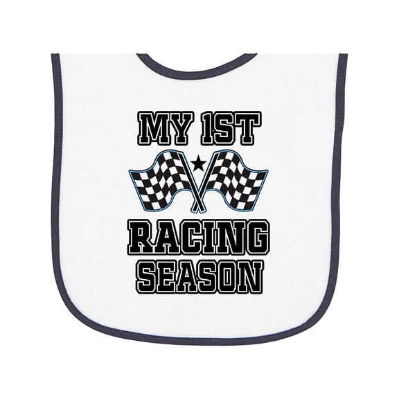 Inktastic My 1st Racing Season Checkered Flags Baby Terry Cloth Bib