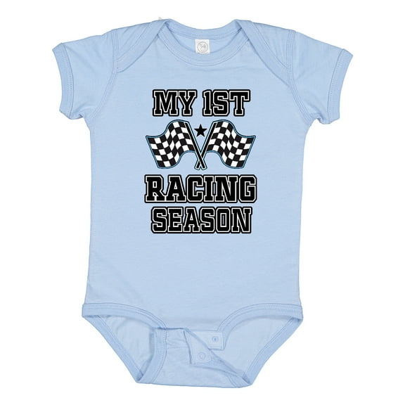 Inktastic My 1st Racing Season Checkered Flags Boys Baby Bodysuit