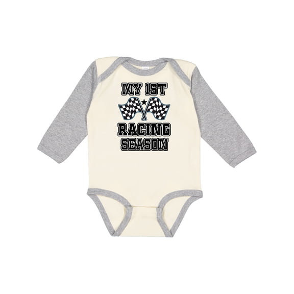 Inktastic My 1st Racing Season Checkered Flags Boys Long Sleeve Baby Bodysuit