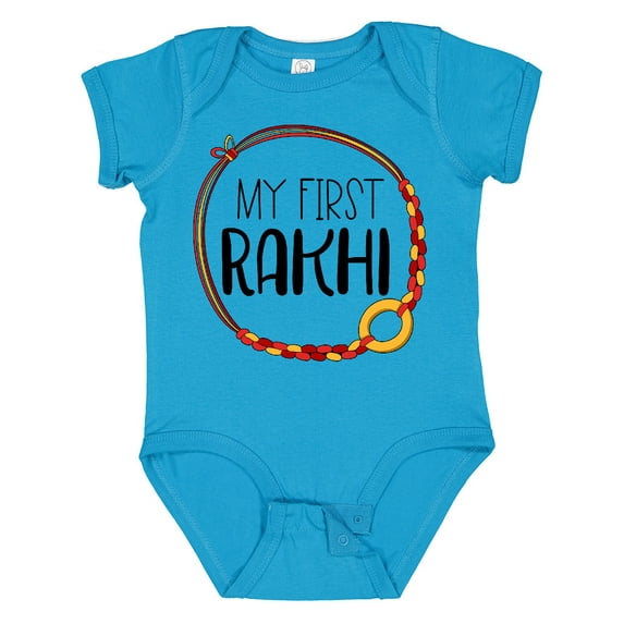 Inktastic My 1st Rakhi Bracelet, Raksha Bandhan Red and Gold Bracelet Boys or Girls Baby Bodysuit