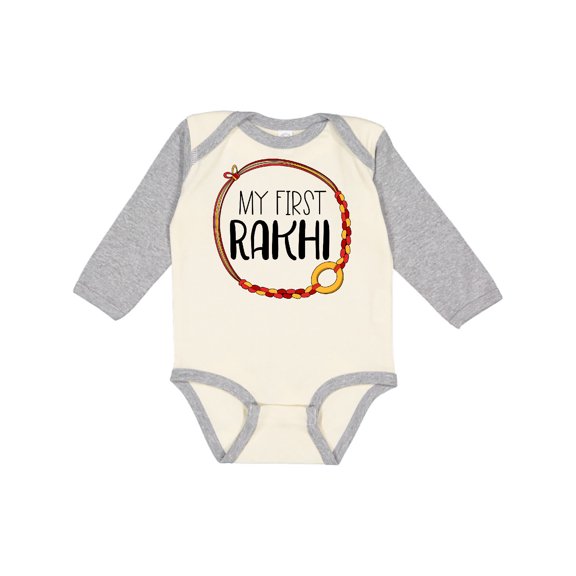 Inktastic My 1st Rakhi Bracelet, Raksha Bandhan Red and Gold Bracelet Boys or Girls Long Sleeve Baby Bodysuit
