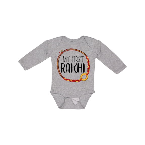Inktastic My 1st Rakhi Bracelet, Raksha Bandhan Red and Gold Bracelet Boys or Girls Long Sleeve Baby Bodysuit