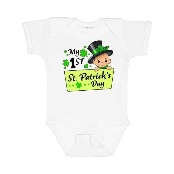 Inktastic My 1st St. Patrick's Day- Baby in Top Hat and Bow Boys or Girls Baby Bodysuit