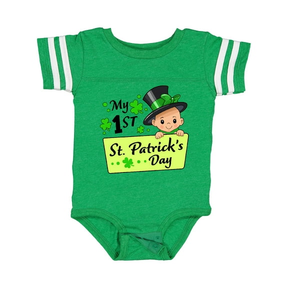 Inktastic My 1st St. Patrick's Day- Baby in Top Hat and Bow Boys or Girls Baby Bodysuit