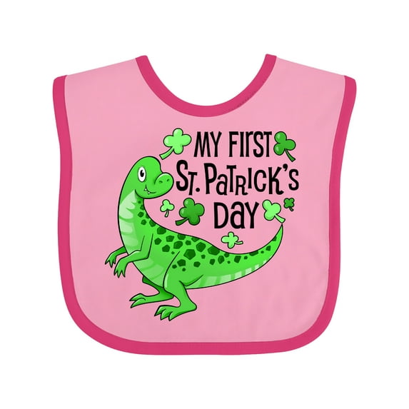 Inktastic My 1st St. Patrick's Day Green Dinosaur Boys or Girls Baby Bib