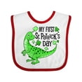 thumbnail image 1 of Inktastic My 1st St. Patrick's Day Green Dinosaur Boys or Girls Baby Bib, 1 of 4