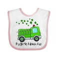 thumbnail image 1 of Inktastic My 1st St. Patrick's Day Green Fire Truck with Clovers Boys or Girls Baby Bib, 1 of 4