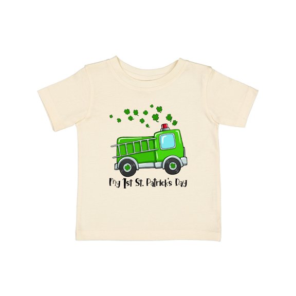 Inktastic My 1st St. Patrick's Day Green Fire Truck with Clovers Boys or Girls Baby T-Shirt